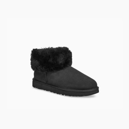 UGG Classic Mini Fluff - Boots Dame - Svart (NO-L088)